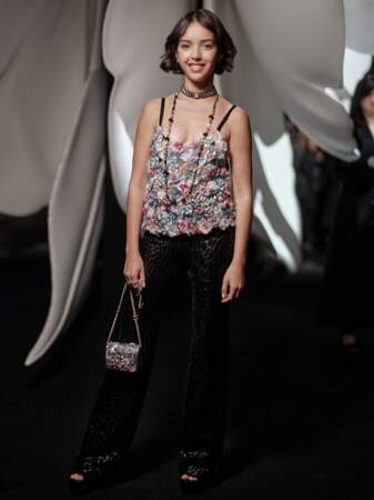Lyna Khoudri au défilé Chanel prêt-à-porter automne-hiver 2023-2024 à Paris, le 7 mars.