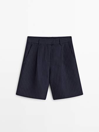 Bermuda à pinces et rayures tennis, Massimo Dutti, 69,95€.