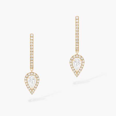 Boucles d'oreilles en or jaune serti de diamants, Messika