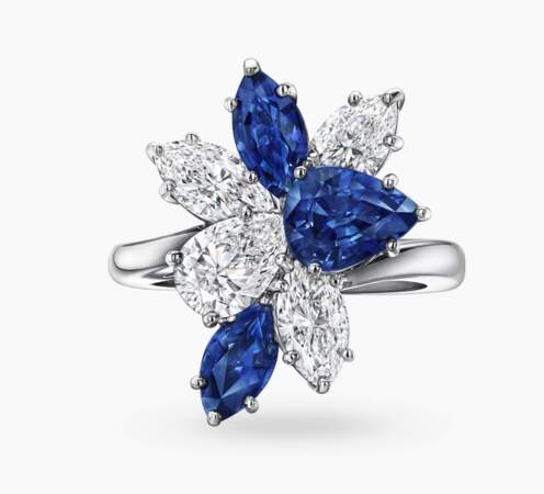 Bague en or blanc serti de diamants et de saphirs, Harry Winston